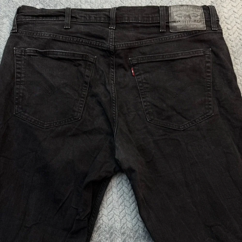 Levi's 559 Mens Relaxed Straight Black Denim Jeans 38x30 Solid Casual Classic